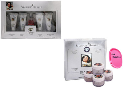 Pink rebellion Silicone Puff & Shahnaz Hussain Diamond Facial Kit (Pack Of 2)(Set of 3)