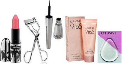 

EXCLUSIVE Silicon Puff,Brooke Candy Lipstick,Eyeliner & 9 to 5 Weightless Mousse Foundation(Set of 5)