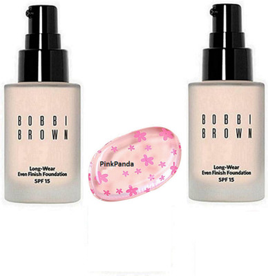 

Pinkpanda silicon puff & Bobbi Brown Long-Wear Even Finish SPF 15 Liquid Foundation (pack of 2)(Set of 3)