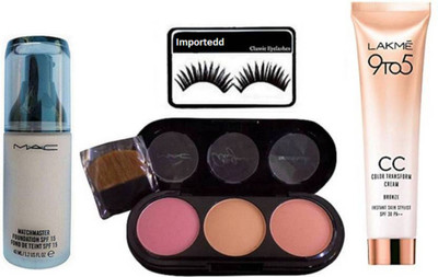 

importedd Eyelashes & 3 shades Blusher, 9to5 cc Foundation Cream& Match Master SPF15 Make-Up Foundation(Set of 4)