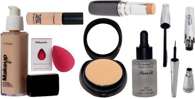 

Pinkpanda Sponge Puff & Mac Pro longwear Foundation & 2 way compact & PRo longwear concealer,Prep+Prime Primer oil,Counter Stick Concealer,Mac Brooke Candy Eyeliner & Mascara(Set of 8)