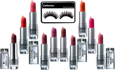 

catherine eyelashes with enrich lipstick pack of 10(Set of 11)