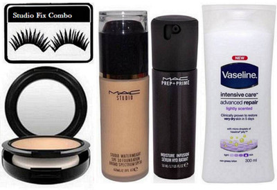 

Studio fix Combo Eyelashes,Mac Studio Water Weight Foundation,Prep + Prime Moisture Infusion Serum Hydratant Face Serum,Studio Fix Compact,Vaseline Intensive Care Advanced Repair Body lotion(set of 5)(Set of 5)