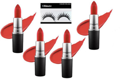 

Ultimate Eyelashes, Mac Long Lasting Matte Finish Red Lipstick (Set of 4)(Set of 5)
