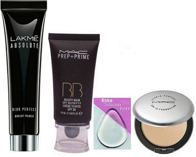 

eska Silicon Puff, Mac Prep-Prime BB Beauty Balm Foundation, Absolute Blur Perfect Makeup Primer, Compact(Set of 4)