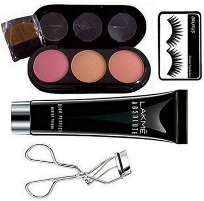 

BRUTUS Eyelashes, Mac 3 Shades Blusher,Curler, Absolute Blur Perfect Makeup primer(Set of 4)