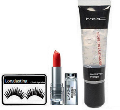

longlasting Eyelashes , Mattifying Base Primer& 9to5 Enrich Matte Lipstick(Set of 3)