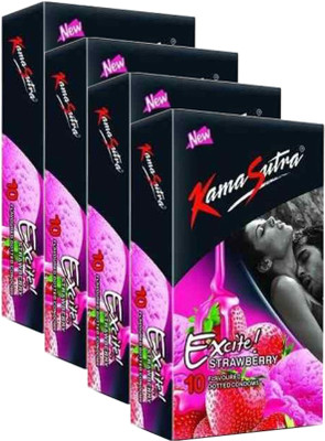 KamaSutra Four Excite STRAWBERRY Condom(Set of 4, 40S)