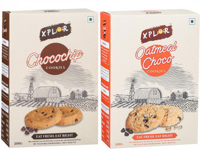 

Xplor Chocochip + Oatmeal Choco Cookies 2 Packs of 200 gm Each(400 g, Pack of 2)