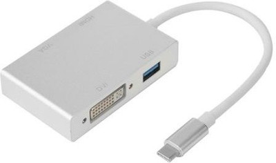 

FKU 4 in 1 USB 3.1 Type-C to HDMI / VGA / DVI USB 3.0 Adapter Converter HDMI Cable(Compatible with Computer,, Laptop, HDTV, TV, Silver)