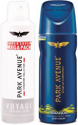 

Park Avenue Voyage (220 ml)+Park Avenue Tranquil (150 ml) Deodorant Spray - For Men & Women(370 ml, Pack of 2)