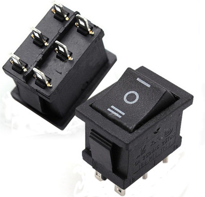 

TCS 2Pcs Rocker Boat Switch 6Pin DPDT 3 Position I/O 3 Positions ON/OFF/ON 21x15mm 10A 125VAC 6A 250V Electronic Components Electronic Hobby Kit