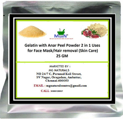 

MGBN Gelatin with Anar Peel Powder (2 in 1 Uses) for Face Mask/Hair removal (Skin Care) 25 GM(25 g)