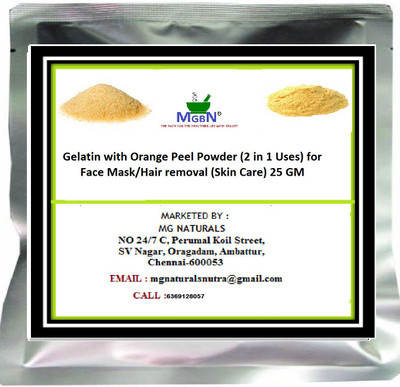 

MGBN Gelatin with Orange Peel Powder (2 in 1 Uses) for Face Mask/Hair removal (Skin Care) 25 GM(25 g)