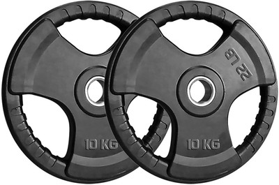 

FITSY Quad Rubber and Integrated Metal Grip Weight Plates for Home/Gym (10 KG x 2) Black Weight Plate(10 kg)