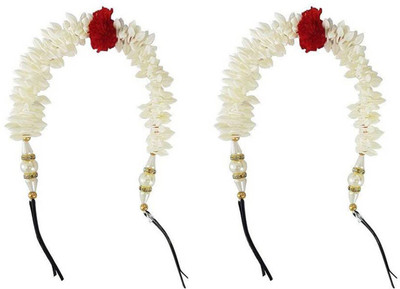 

Pelo Hair Gajra For Women Hair Bun, Hair Gajra Flowers Artificial, Set Of 2, White Hair Accessory Set(White)