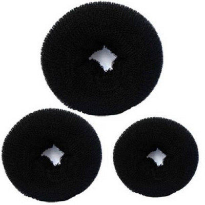 Param 3Pc Hair Donut bun Juda Puff Hair Accessory Set Bun(Black)