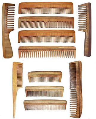 

PELO 100% Herbal Neem Wood Combs Combo For Damage Hair Natural, Pack Of 1