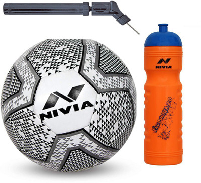 

Nivia Black & White Football + Encounter 2.0 Sipper + Double action Pump Kit Football Kit