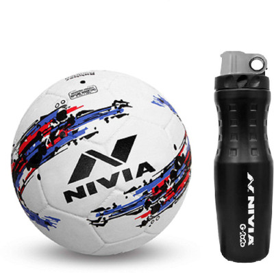 

Nivia Storm White Football + G2020 Sipper Football Kit