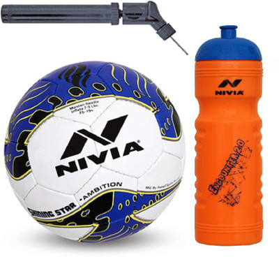 

Nivia Shining Star Ambition Football + Encounter 2.0 Sipper + Double action Pump Kit Football Kit