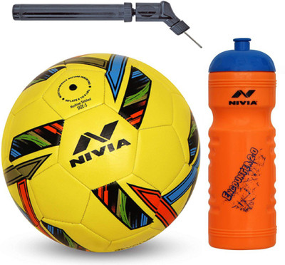 

Nivia Revolvo Yellow Football + Encounter 2.0 Sipper + Double action Pump Kit Football Kit