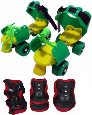 

Authfort Adjustable Skate Quad Roller Skates in 02 in-line Skates - Size 4-8 UK (Yellow, Green) Skating Kit