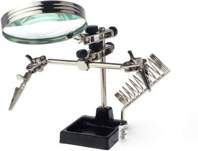 uptodateprouducts Magnifier Glass Clamps Modelling Stand 2x Soldering Stand Magnifier Glass Clamps Modelling Stand Helping Third Hands(siliver & black)