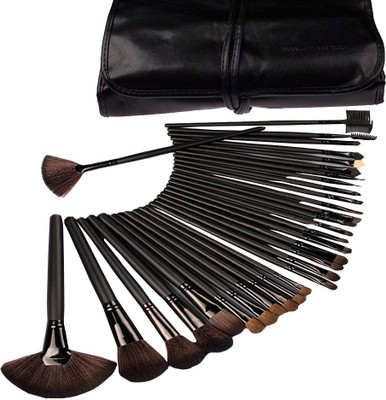KUPOO 32 PCS Professional Beauty Cosmetic Makeup Brush Set Kit with Pouch Black