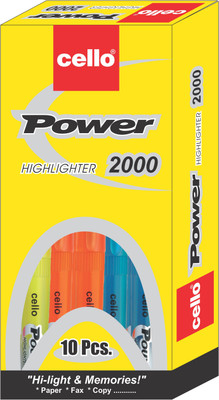 Cello Power Line Highlighter(Set of 10, Assorted)