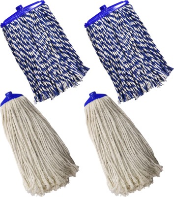 VIP Premium High Quality Durable Mop Refill- Pack of 4 Wet & Dry Mop(White, Blue)