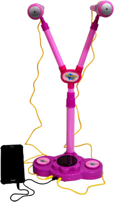 

Planet of Toys MP3 Star Party dual Microphone With MP3 Function with Adjustable Heights for Kids, Children.(Pink)