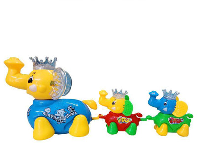 

August collection Â Battery Operated Musical Cute Elephant Clever With Flashing Lights Toy With FamilyÂ Â for Kids(Multicolor)