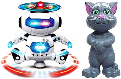 

New Pinch Combo of Talking Interactive Toy with Popular Dancing Robot Toy with 3D Lights and Music (White)(Multicolor)