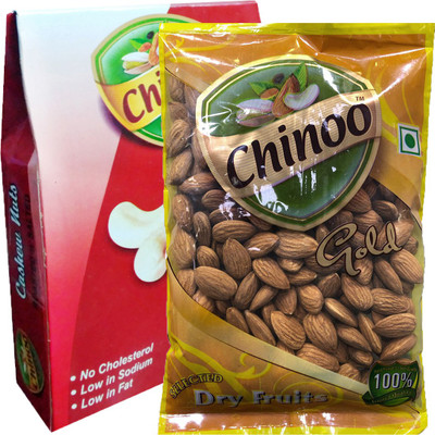 Chinoo California Almond 250gm & Premium Roasted W-240 Cashew 250gm (Pack of 2) Almonds(500 g, Pouch)