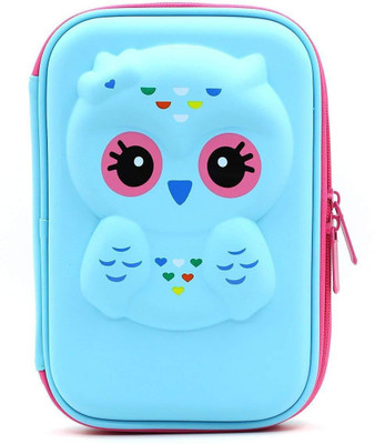 

Xeekart Hardtop Owl Art Canvas Pencil Box(Set of 1, Blue)