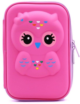 

Xeekart Hardtop Owl Art Canvas Pencil Box(Set of 1, Pink)