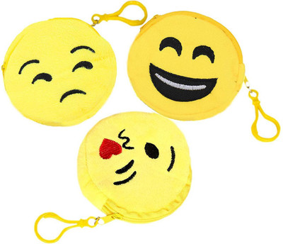 

Tickles Soft Emoticon Smiley coin pouch Set Of 3 Coin Purse(Yellow)