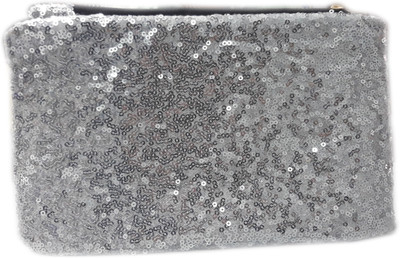 

MAJESTIC BASKET PARTY WEAR SHIMMER HAND CLUTCH/ POUCH FOR WOMEN Cosmetic Bag(Silver)