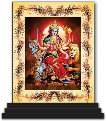 Vprint Shera Vali Mata Car Dashboard idols Figurine Showpiece Decorative Showpiece  -  12 cm(Wood, Multicolor)