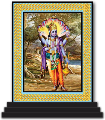 Vprint Vishnu Dev Ji Car Dashboard idols Figurine Showpiece Decorative Showpiece  -  12 cm(Wood, Multicolor)