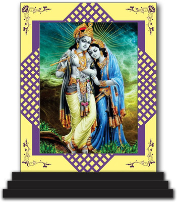 Vprint Radha Krishna Car Dashboard idols Figurine Showpiece Decorative Showpiece  -  12 cm(Wood, Multicolor)