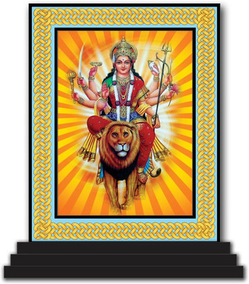 Vprint Shera Vali Mata Car Dashboard idols Figurine Showpiece Decorative Showpiece  -  12 cm(Wood, Multicolor)