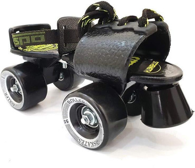 

Jaspo Tenacity Adjustable Senior Roller Skates Suitable for Age Group 6 to 14 Years Quad Roller Skates - Size 1-6 UK(Black)