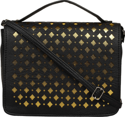 

Capreo Women Casual Black, Gold PU Sling Bag