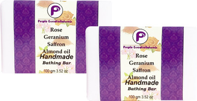 Purple Essentionatural Rose Geranium saffron almond soap pack of 2(100 g, Pack of 2)