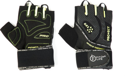 

Fitup Life Gym Leather Gloves with 3mm Gel Padding Gym & Fitness Gloves (, Black, Black with yellow