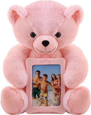 

Miss & Chief Teddy Bear Photo Frame Tab -40 Cm Pink Colour | Soft Toy | Put Ur Photo - 40 cm(Cream)