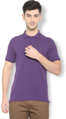 VAN HEUSEN Solid Men Polo Neck Purple T-Shirt