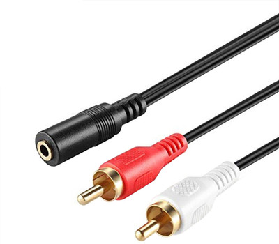 

World2view TV-out Cable 3.5mm Stereo Female to 2 RCA Male Cable 1.5 Meter(Black, For Home Theater)